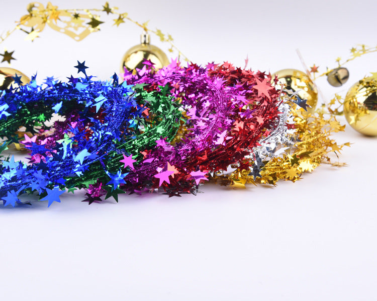Star Tinsel Garland for Colorful Christmas Sparkle
