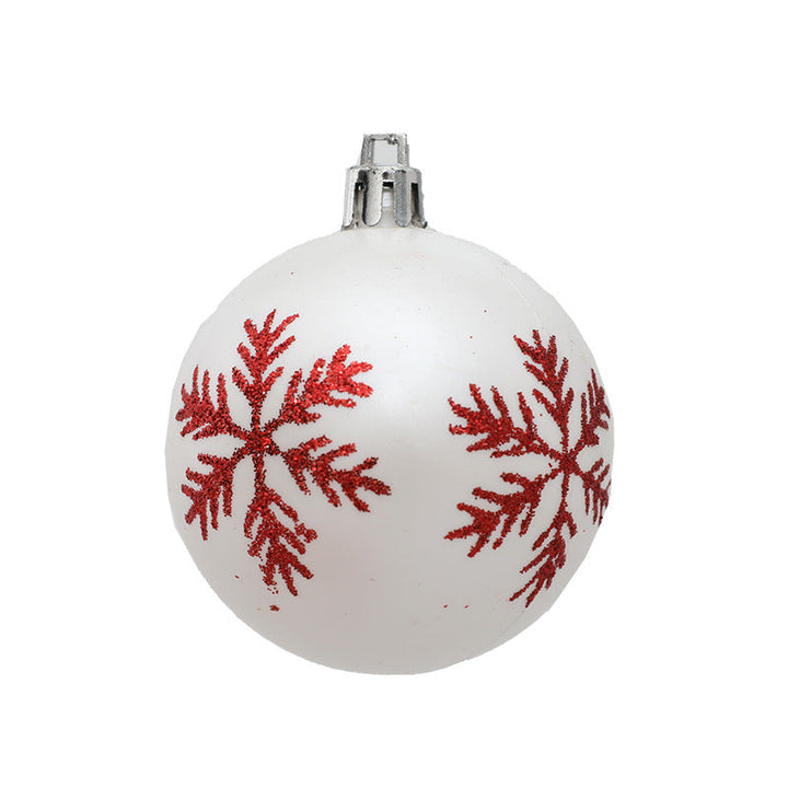 6cm Snowflake Christmas Bauble - Red Glitter Tree Decor