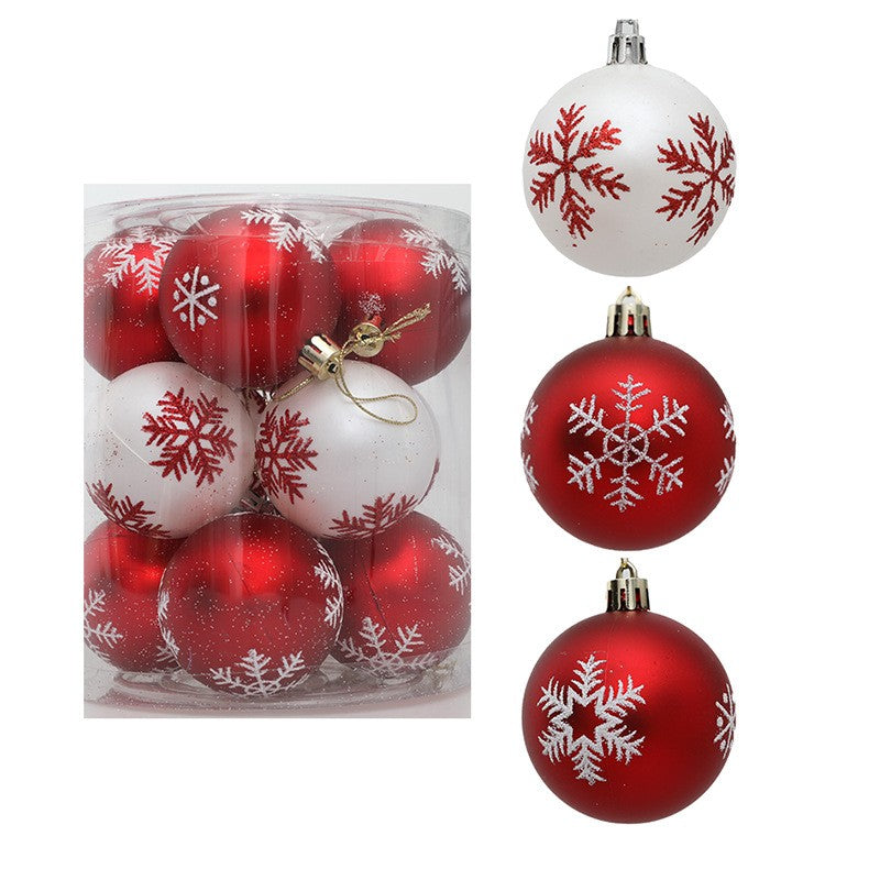 6cm Snowflake Christmas Bauble - Red Glitter Tree Decor