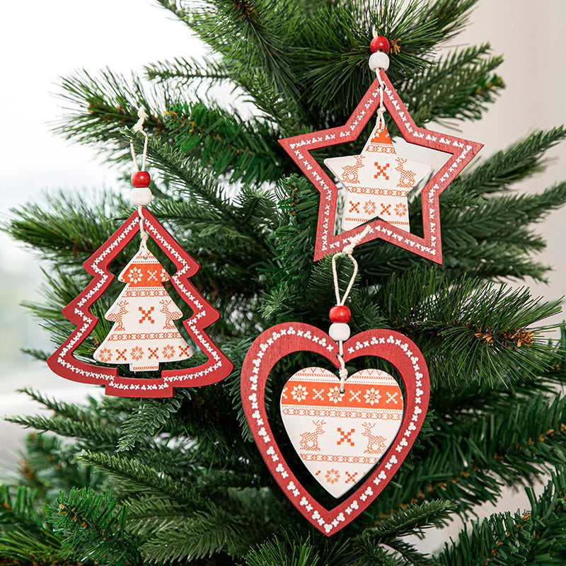 Christmas Tree Ornaments Set | Nordic Red & White