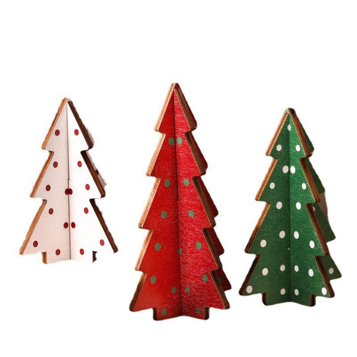 Wooden Christmas Tree Ornaments - Freestanding Tabletop Decor