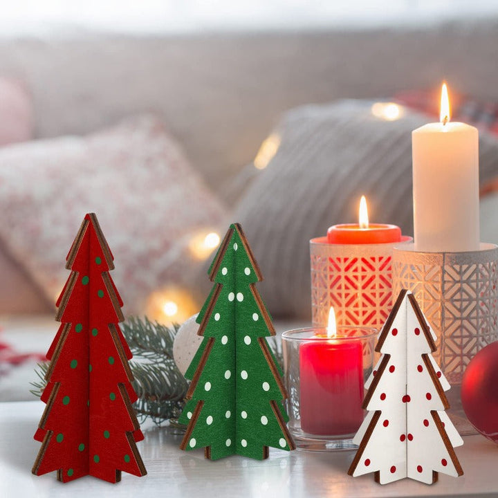 Wooden Christmas Tree Ornaments - Freestanding Tabletop Decor