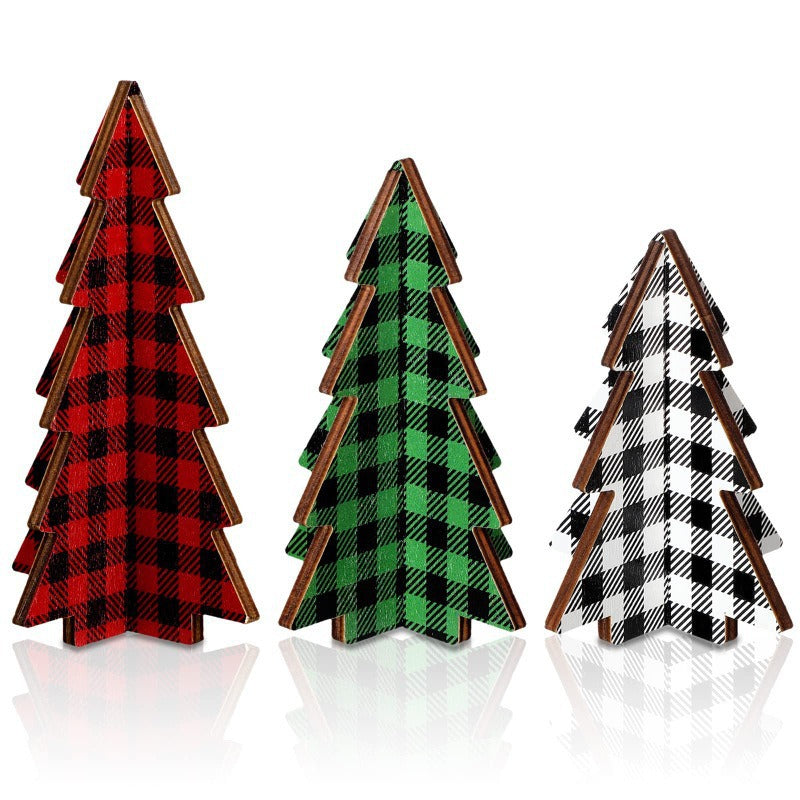 Wooden Christmas Tree Ornaments - Freestanding Tabletop Decor