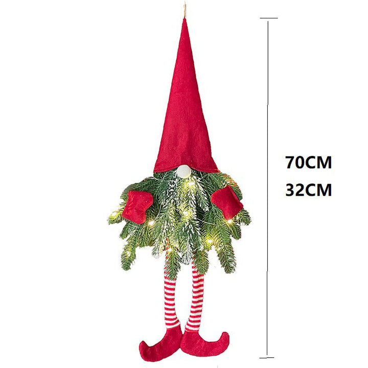Long Leg Gnome Christmas Wreath with Warm LED Lights