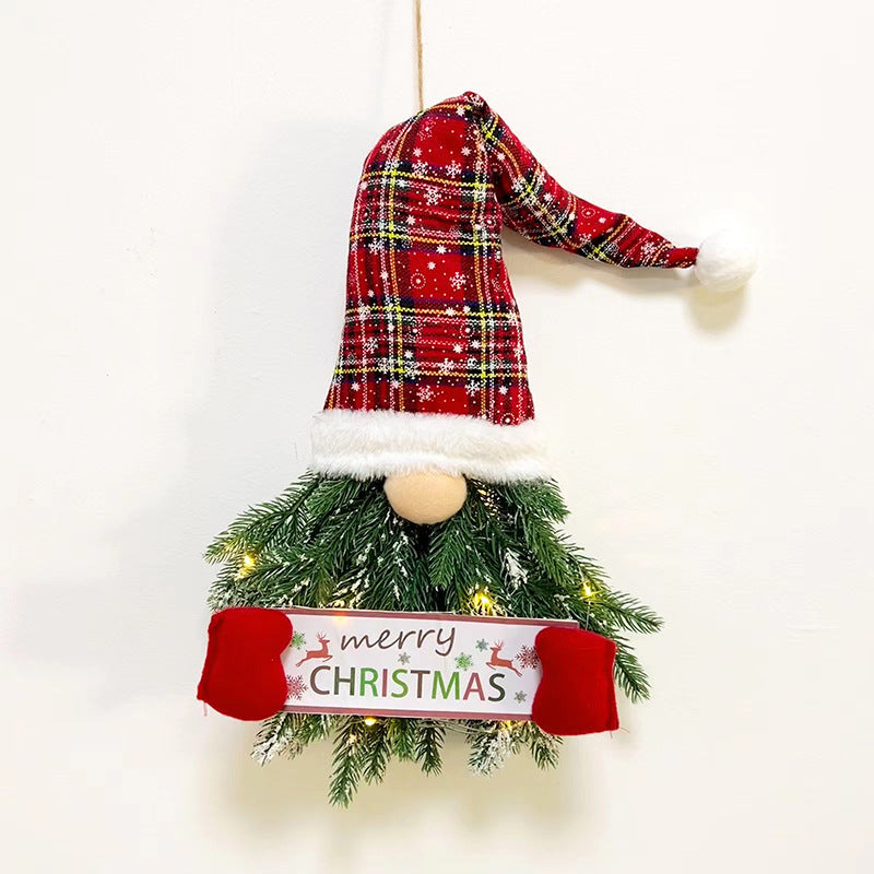 Long Leg Gnome Christmas Wreath with Warm LED Lights