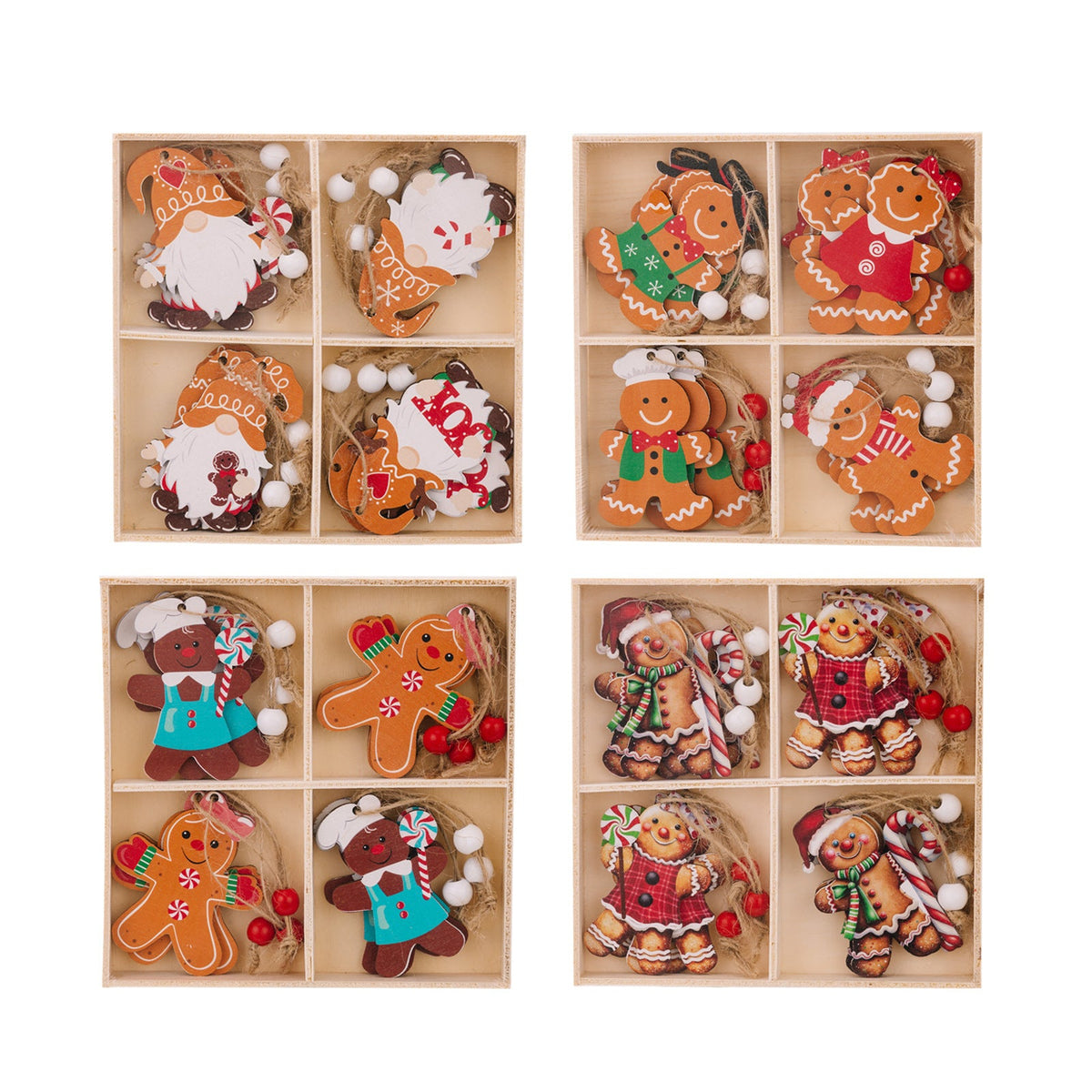 Wooden Christmas Tree Ornaments for Whimsical Cheer