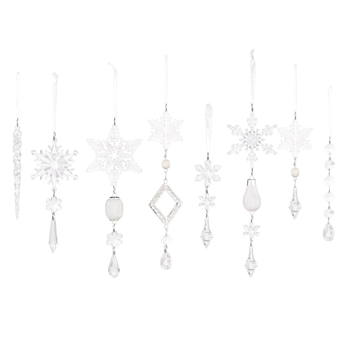 Christmas Tree Ornaments: 15-Piece Icy Sparkle Set