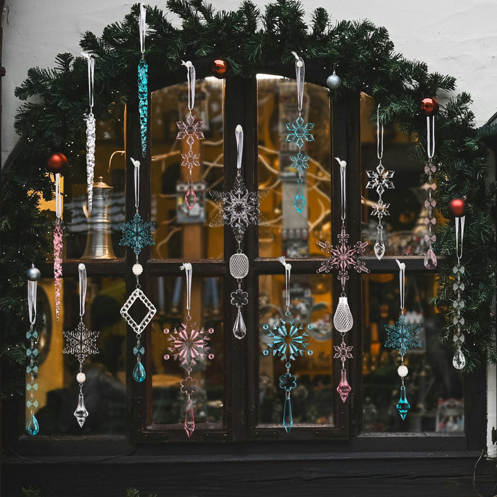 Christmas Tree Ornaments: 15-Piece Icy Sparkle Set