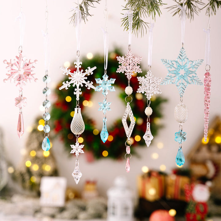 Christmas Tree Ornaments: 15-Piece Icy Sparkle Set