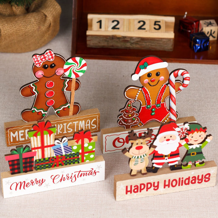 Christmas Wooden Tabletop Decorations, 9-Piece Set