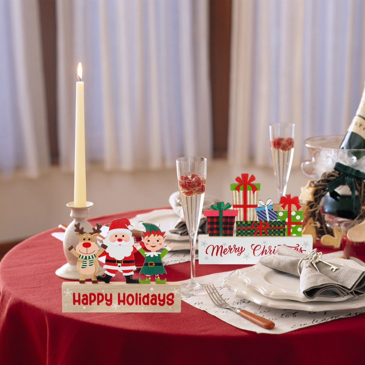 Wooden Christmas Table Decorations For Festive Cheer