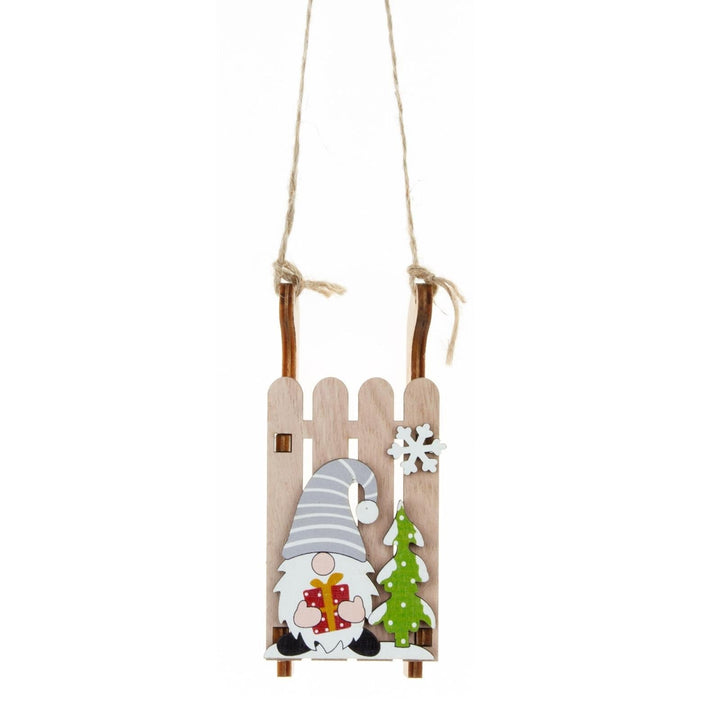 Wooden Christmas Sled Ornament for Rustic Holiday Décor