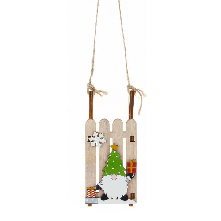 Wooden Christmas Sled Ornament for Rustic Holiday Décor