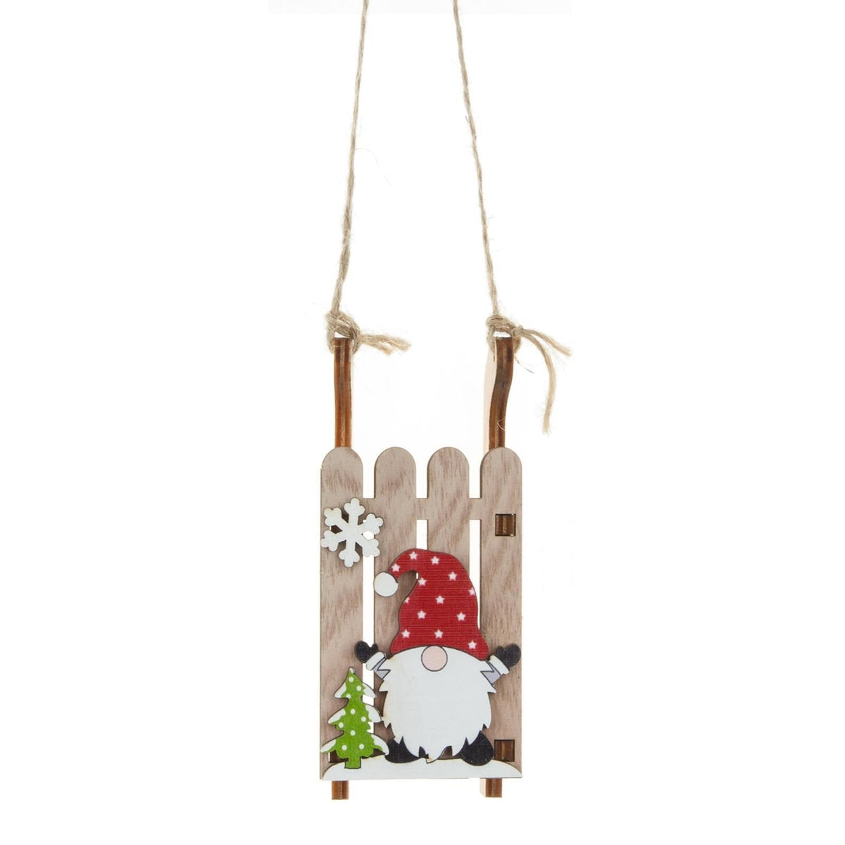 Wooden Christmas Sled Ornament for Rustic Holiday Décor