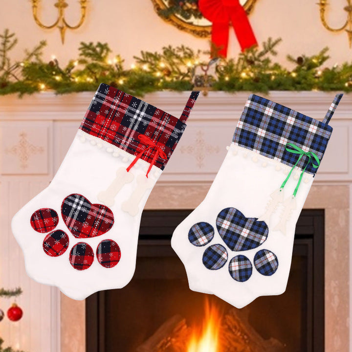 Paw Print Christmas Stockings for Dogs & Cats, Set of 2