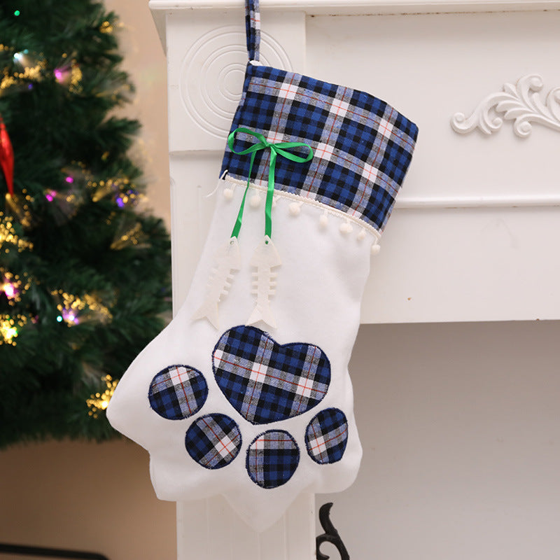 Paw Print Christmas Stockings for Dogs & Cats, Set of 2