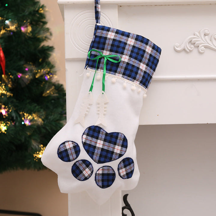 Paw Print Christmas Stockings for Dogs & Cats, Set of 2