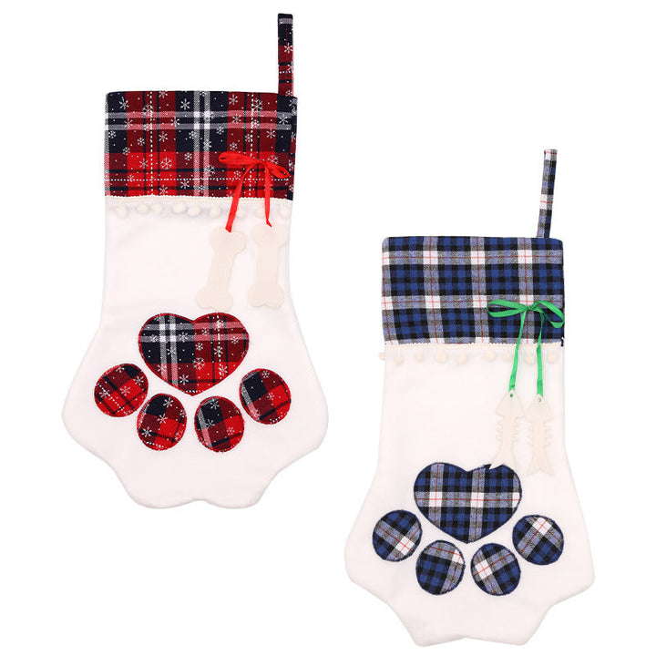 Paw Print Christmas Stockings for Dogs & Cats, Set of 2