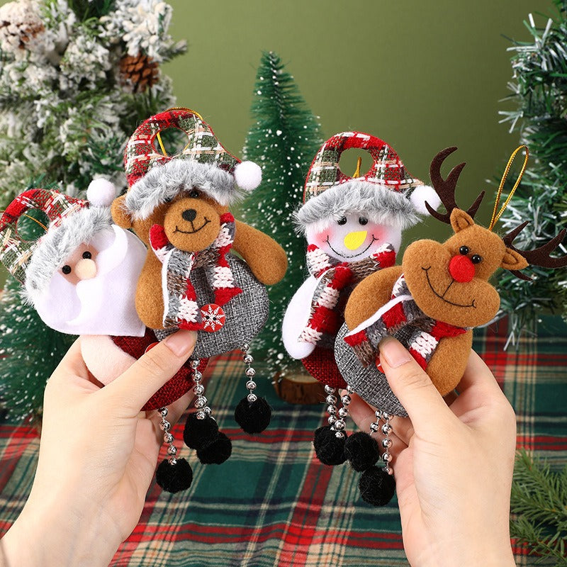 Fabric Reindeer & Snowman Christmas Tree Pendants Set