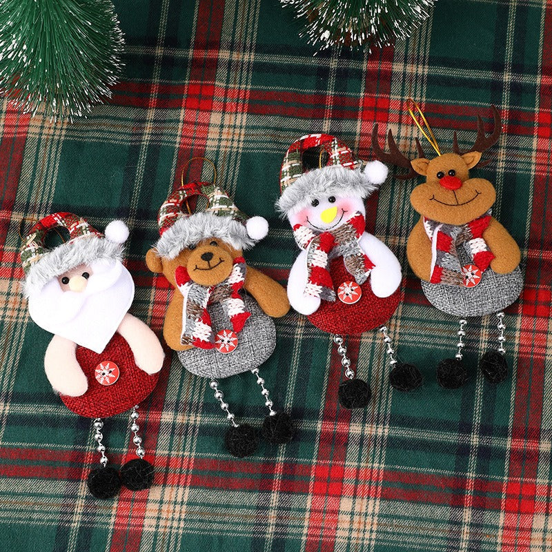 Fabric Reindeer & Snowman Christmas Tree Pendants Set