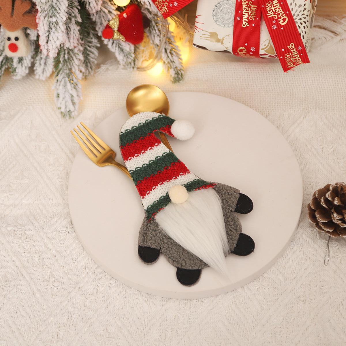 Christmas Gnome Fork Holders for Festive Table Decor