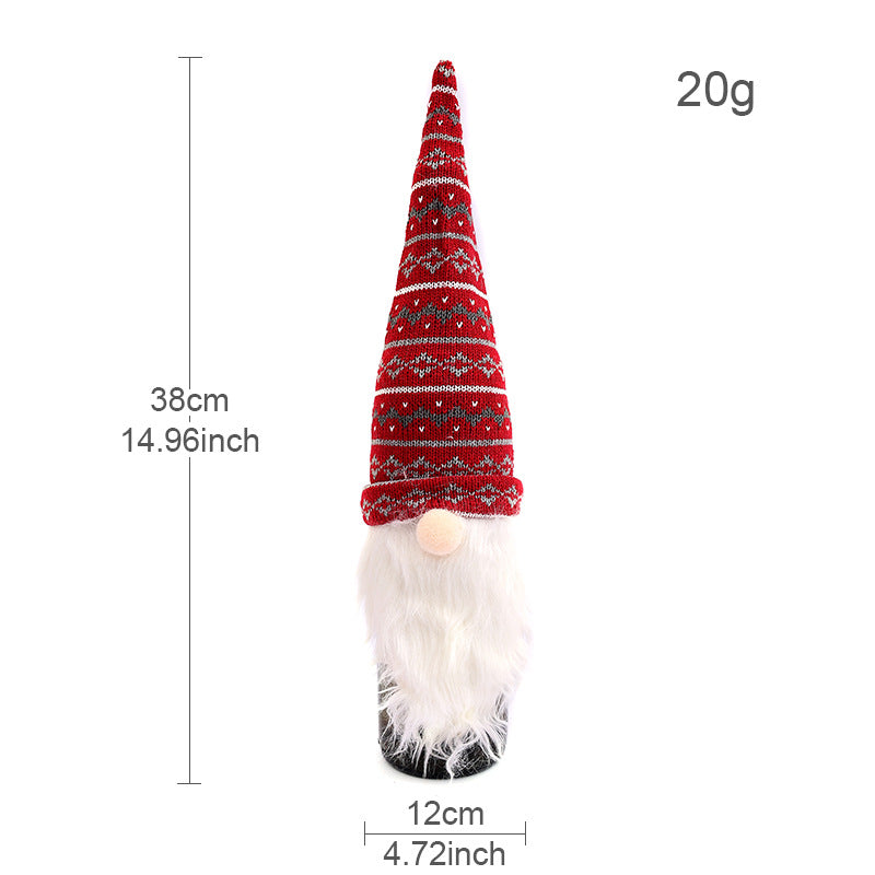 Knitted Gnome Wine Bottle Cover for Christmas Decor