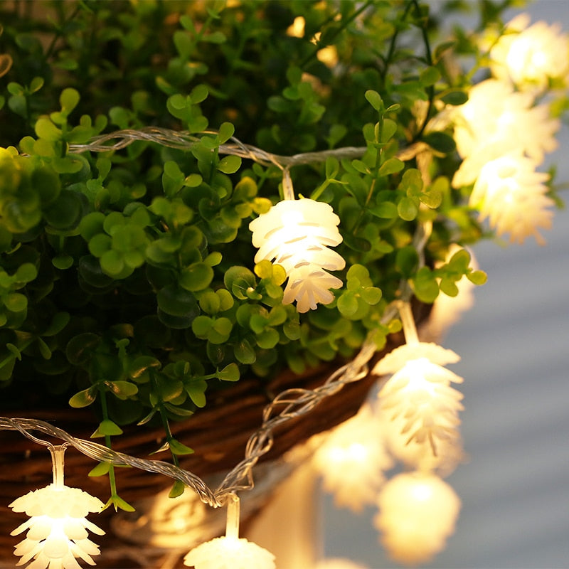 Pine Cone String Lights for Cozy Christmas Home Decor