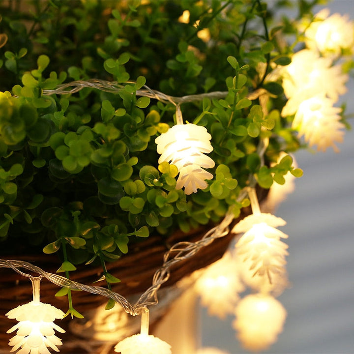 Pine Cone String Lights for Cozy Christmas Home Decor