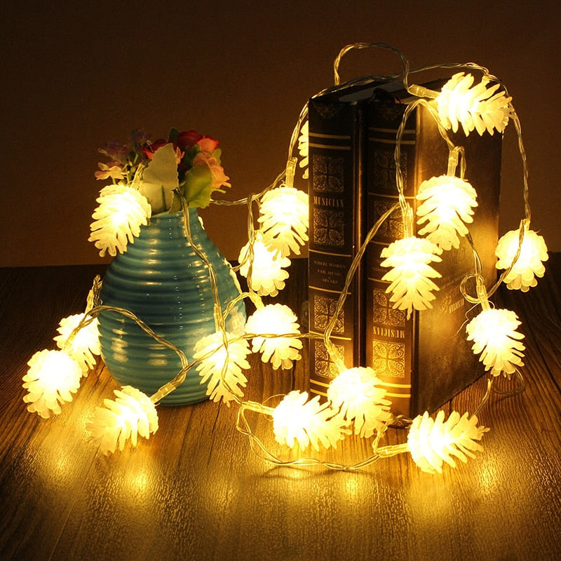 Pine Cone String Lights for Cozy Christmas Home Decor