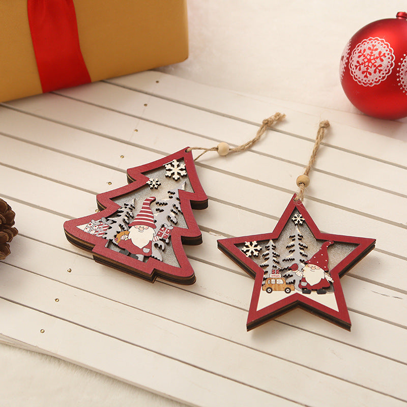 Wooden Christmas Ornaments for Rustic Santa Tree Charm