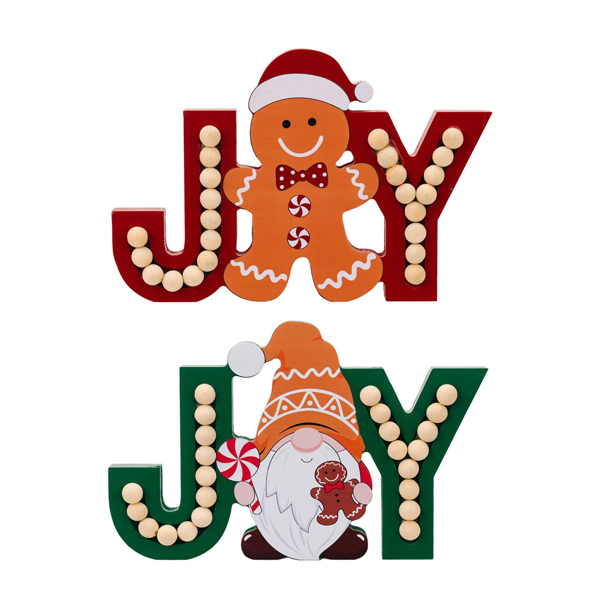 Wooden JOY Christmas Decorations for Festive Displays