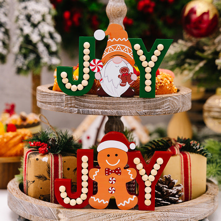 Wooden JOY Christmas Decorations for Festive Displays