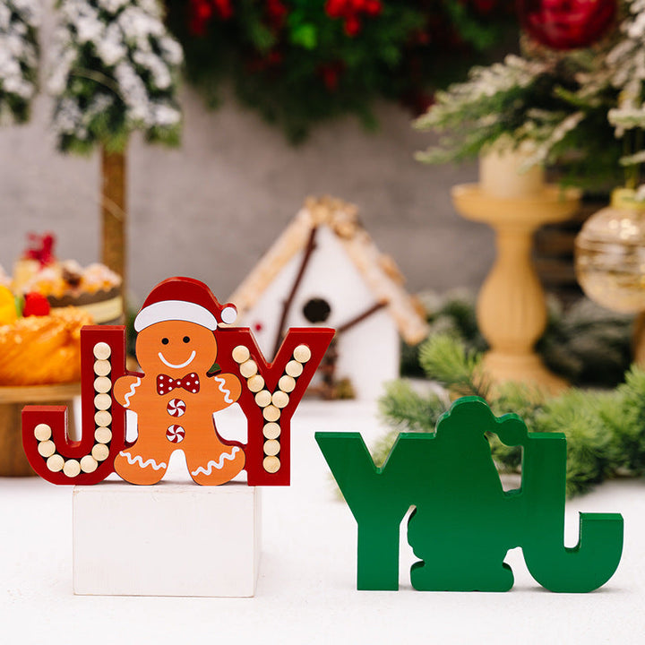 Wooden JOY Christmas Decorations for Festive Displays