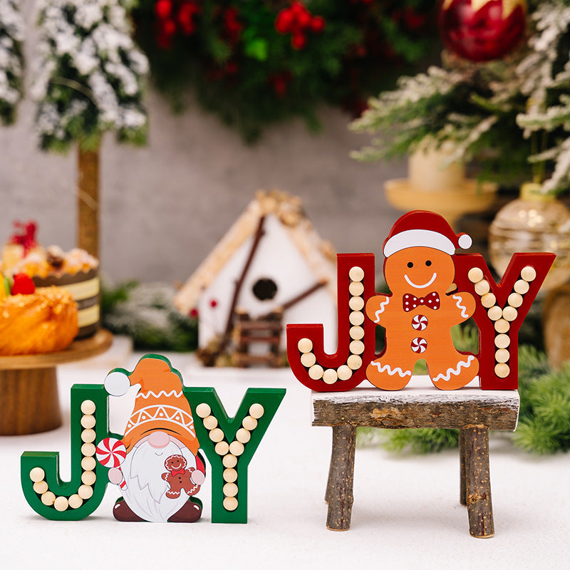 Wooden JOY Christmas Decorations for Festive Displays