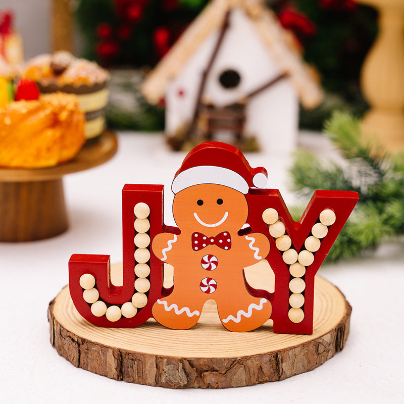 Wooden JOY Christmas Decorations for Festive Displays