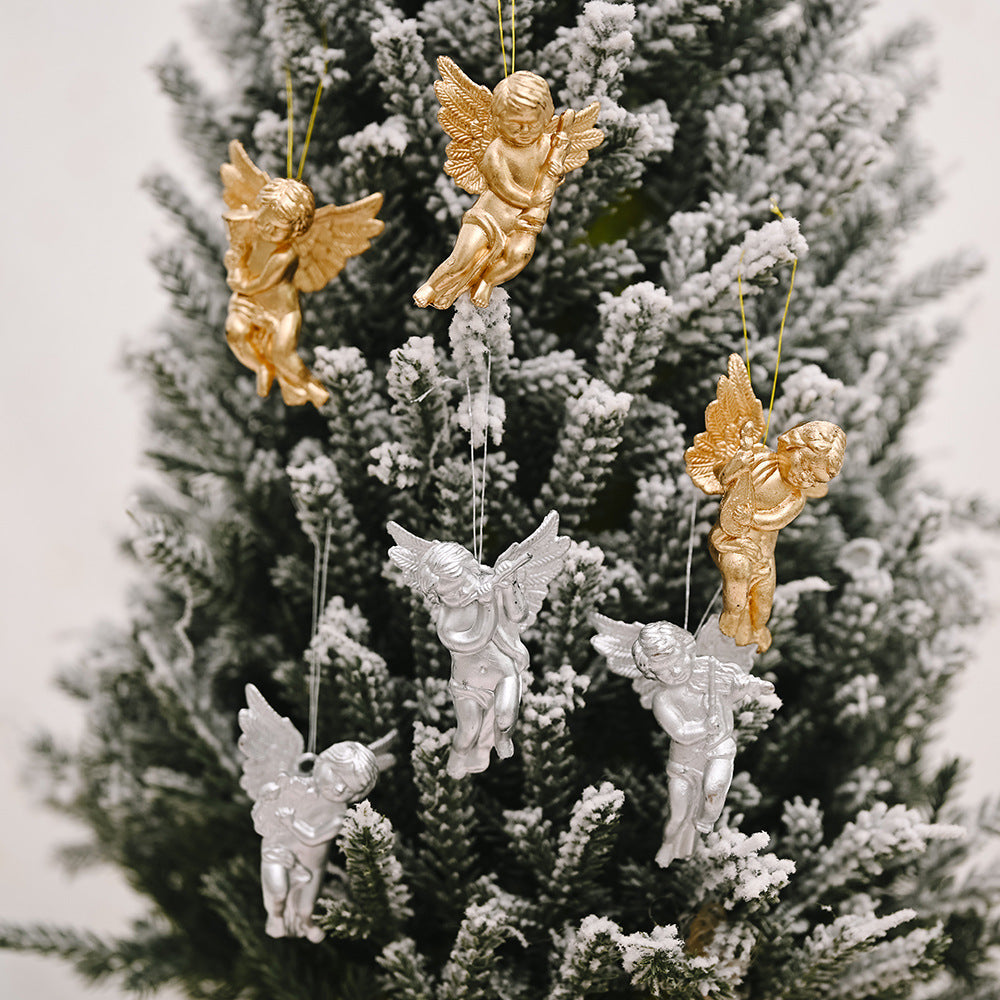 Gold and Silver Angel Christmas Tree Ornament Set