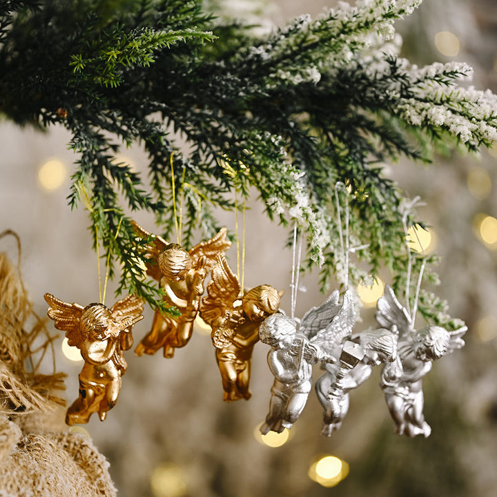 Gold and Silver Angel Christmas Tree Ornament Set