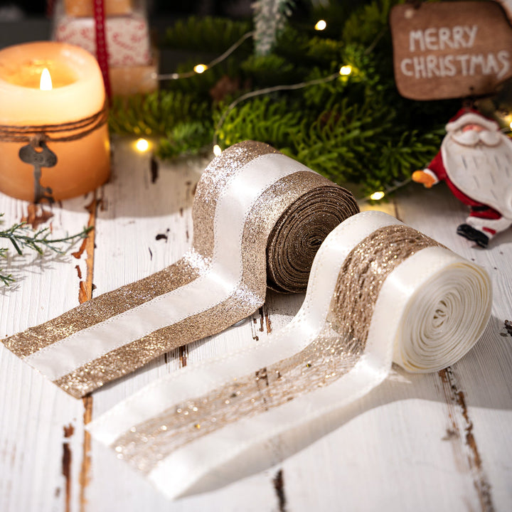 Christmas Gold Ribbon Set for Elegant Gift Wrapping