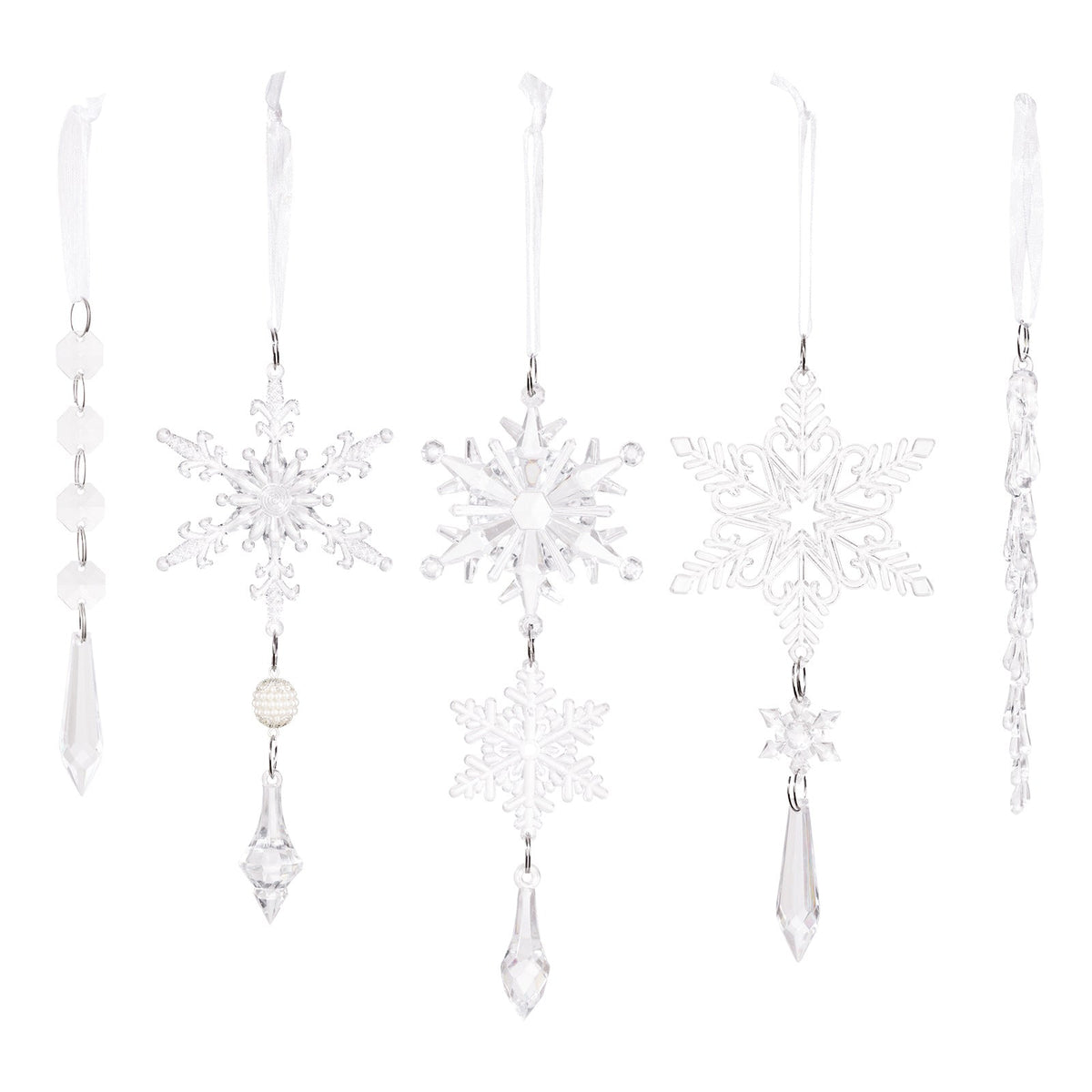 Acrylic Icicle Ornaments - Elegant Snowflake Sparkle