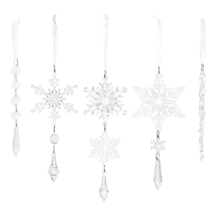 Acrylic Icicle Ornaments - Elegant Snowflake Sparkle