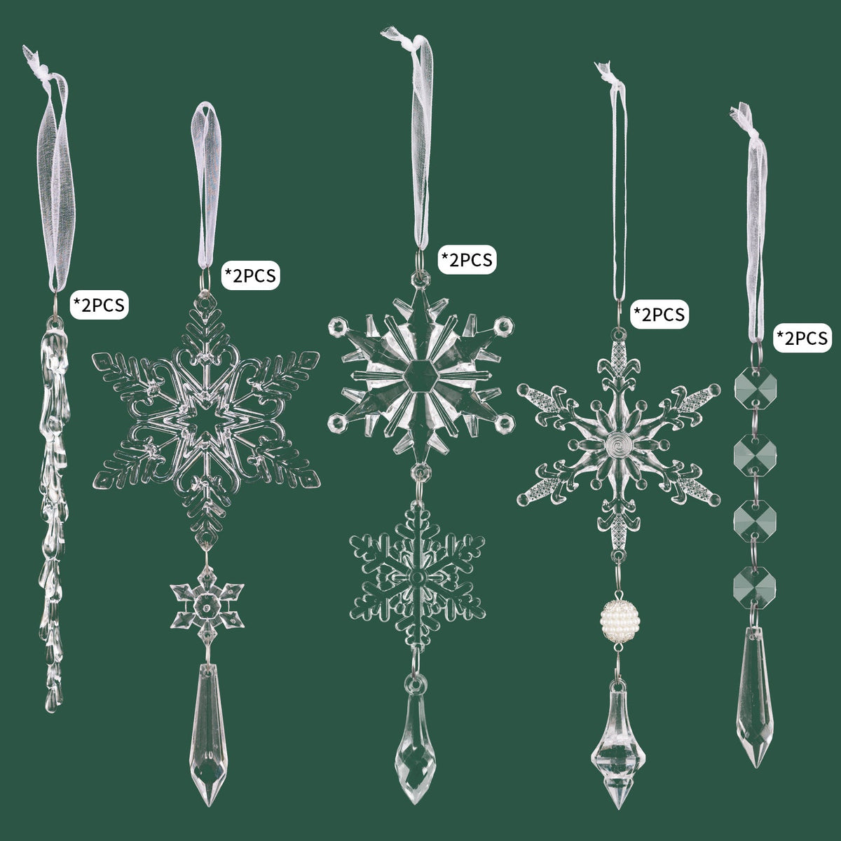 Acrylic Icicle Ornaments - Elegant Snowflake Sparkle
