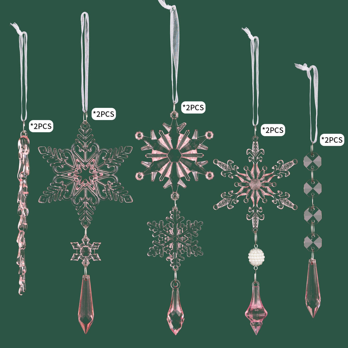 Acrylic Icicle Ornaments - Elegant Snowflake Sparkle