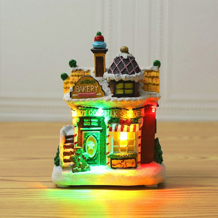 Christmas Village LED House Ornament With Colorful Lights