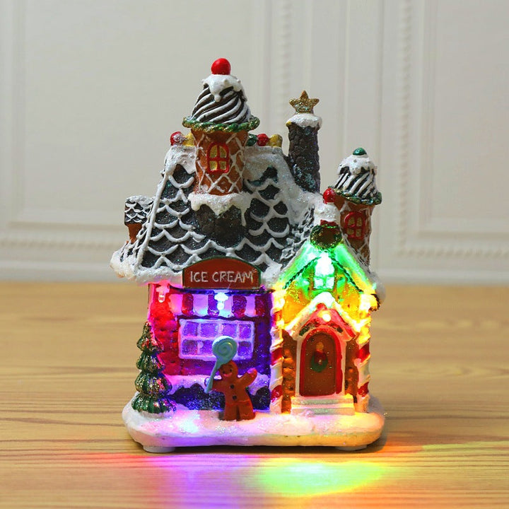 Christmas Village LED House Ornament With Colorful Lights
