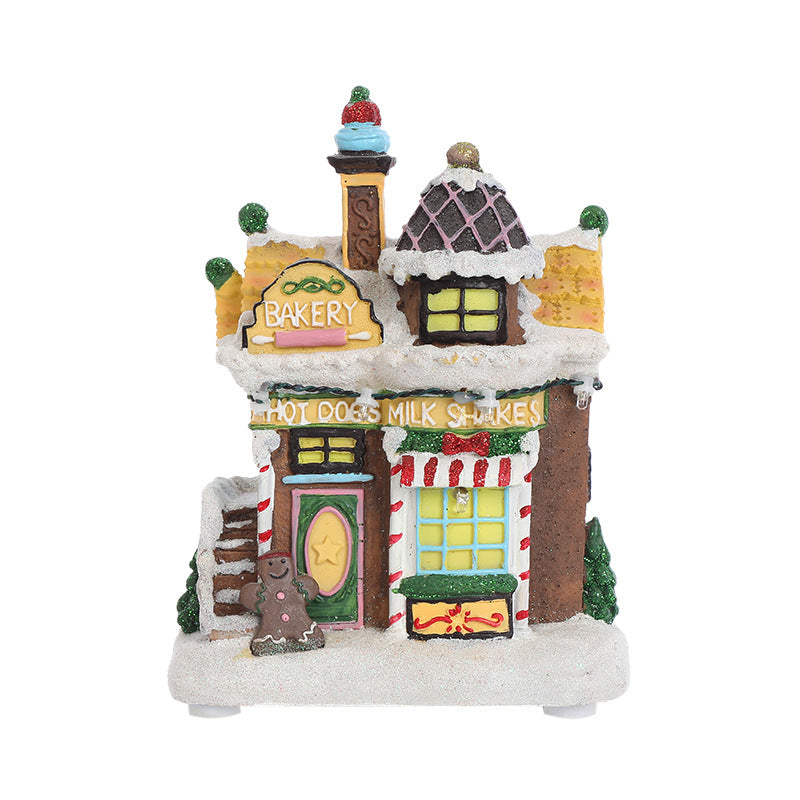 Christmas Village LED House Ornament With Colorful Lights