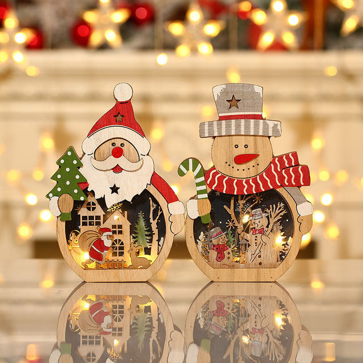 Illuminated Wooden Christmas Ornaments for Cozy Decor