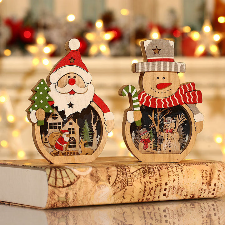 Illuminated Wooden Christmas Ornaments for Cozy Decor