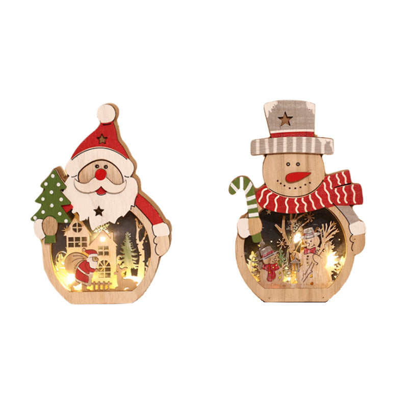 Illuminated Wooden Christmas Ornaments for Cozy Decor