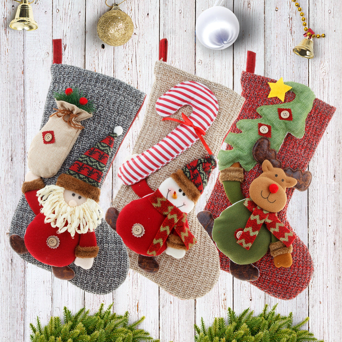 Christmas Stockings With 3D Knitted Christmas Charm