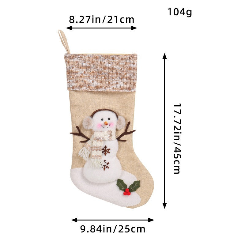Large Christmas Stocking Snowman Gift Holder Decor